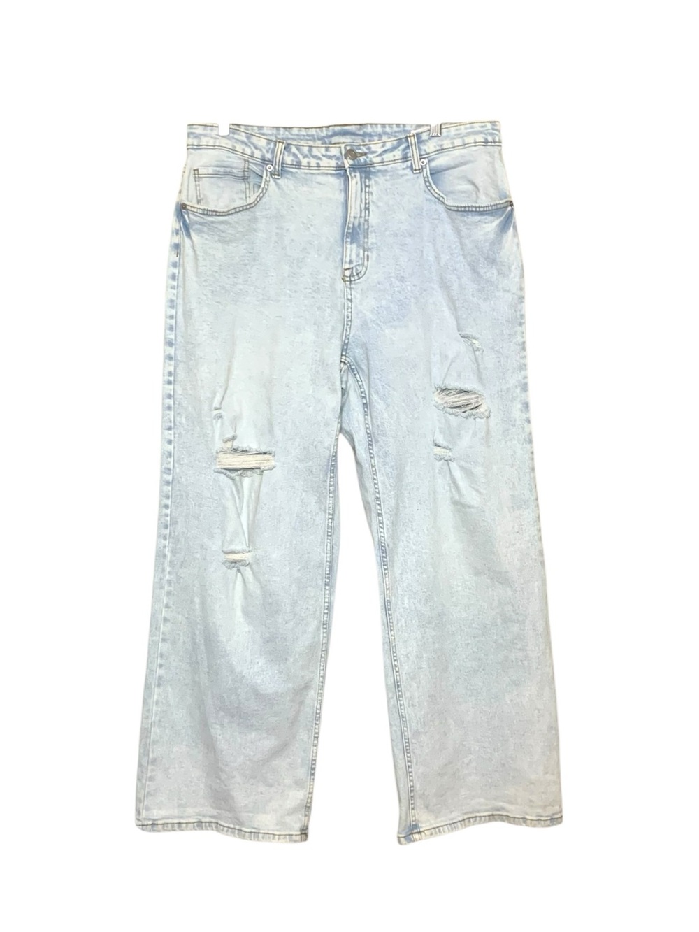 NOBO Relaxed Wide Leg Jeans High Rise Light Blue Distressed  Sz 16 W
